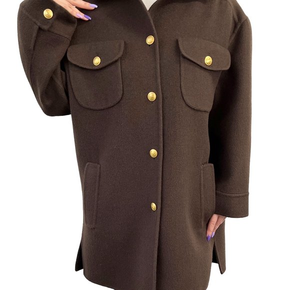 GUCCI Vintage Interlocking Coat Brown Gold Oversized - Picture 5 of 14